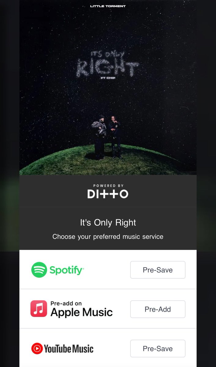 Hit the link &amp; Pre - Save! 🥃

ditto.fm/its-only-right