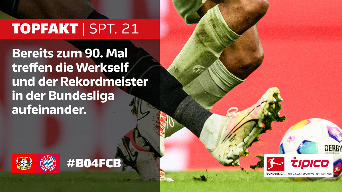 #TopFakt: Insgesamt steht das 99. Pflichtspiel zwischen @bayer04fussball und @FCBayern an – wer geht nächste Saison als Deutscher Meister in Nummer 100? 🤔 @Tipico_de 

Die Fakten-Vorschau zum 21. Spieltag ➡️ bundesliga.com/de/bundesliga/…