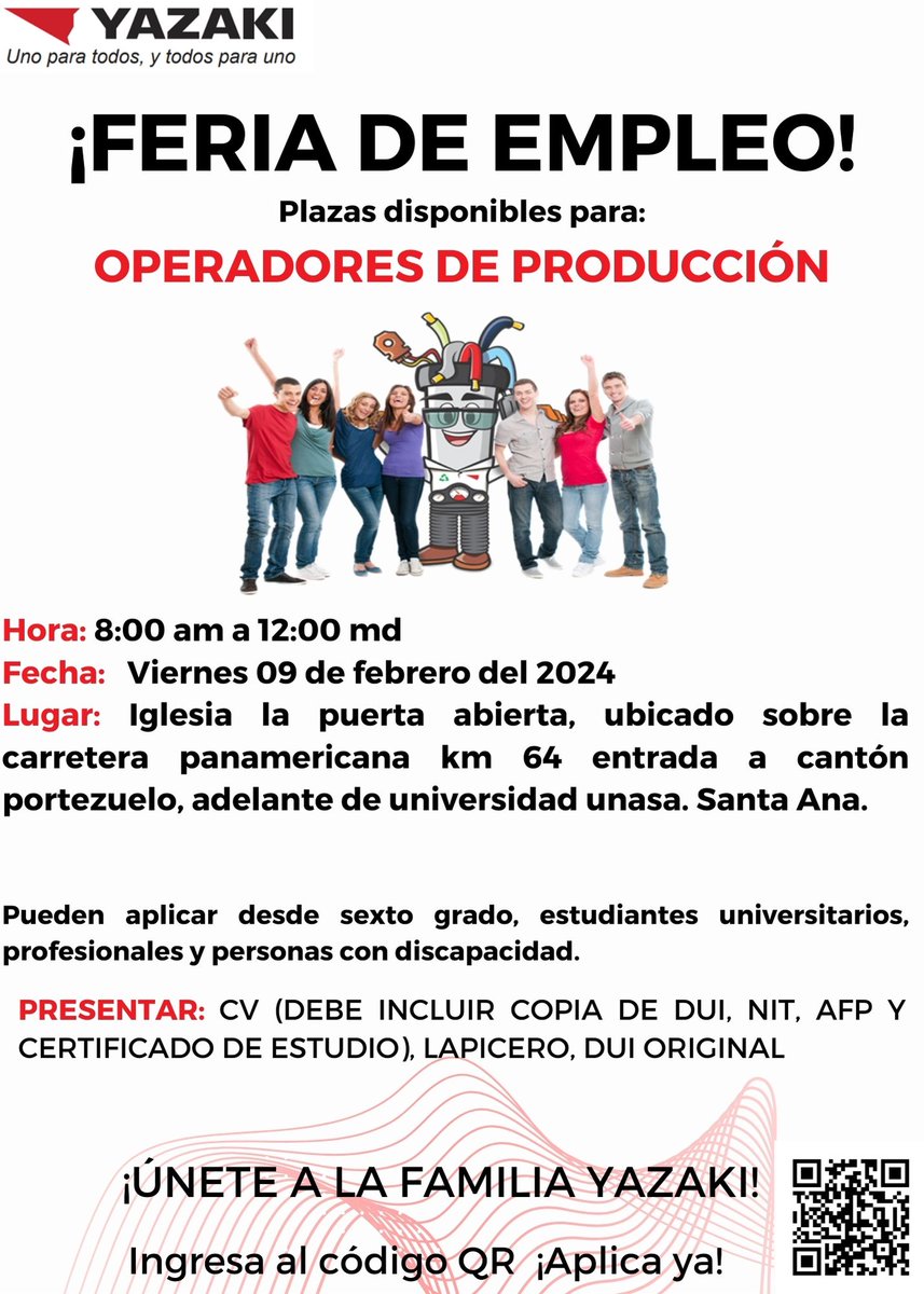 camtexsv's tweet photo. Se parte de nuestra zona de talento
¡OPORTUNIDAD DE EMPLEO!
Revisa los requisitos en el perfil y si cuentas con ellos, aplica a la plaza siguiendo los pasos que se describen en la imagen.
#ZonadeTalentosCamtex #somoscamtex https://t.co/r9G0W6mMPm