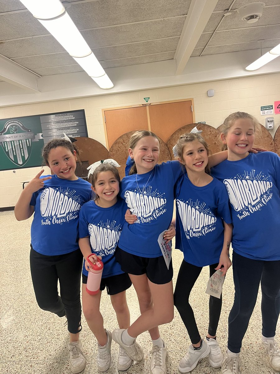 piccianoc's tweet photo. Thank you for a fun night ! Gia had a ball doing the clinic as always and Daniela can’t wait to cheer for the Knights for years to come @dominick_mrs_  @nordoniamascot  @LEelementary @LedgeviewElem https://t.co/2DYEKgV06u