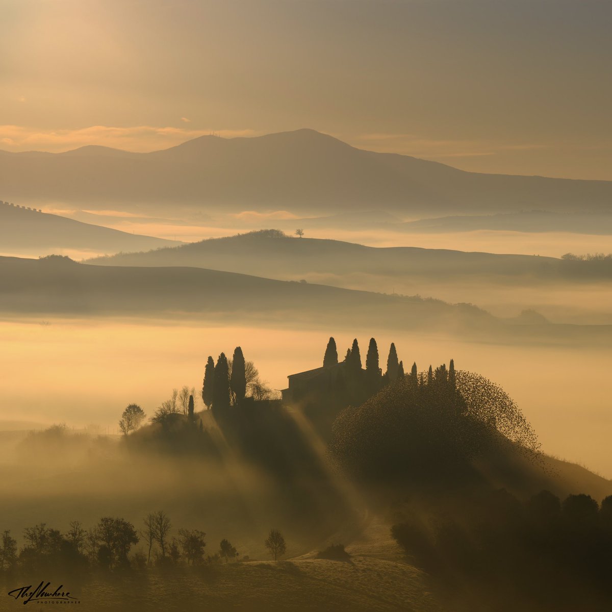 A rather magical first morning in Tuscany 
#tuscany #visittuscany #cloudinversion #sunrise #italianlandscape #landscapephotography #murmeration #starlings