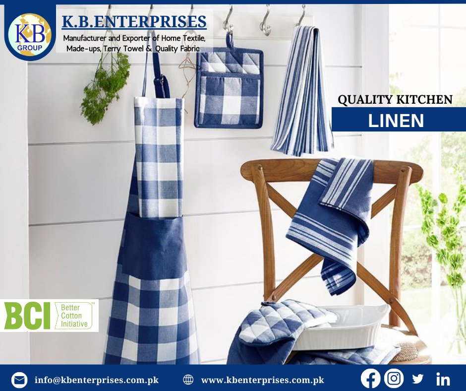 KBEnterprises2's tweet photo. Our company is committed to producing and exporting high-end kitchen linen that adds elegance to your space while also offering practicality and long-lasting quality. Our products are designed to meet your specific needs. 
Get in touch with us today.
#kbenterprises https://t.co/SxYPwYyfm3
