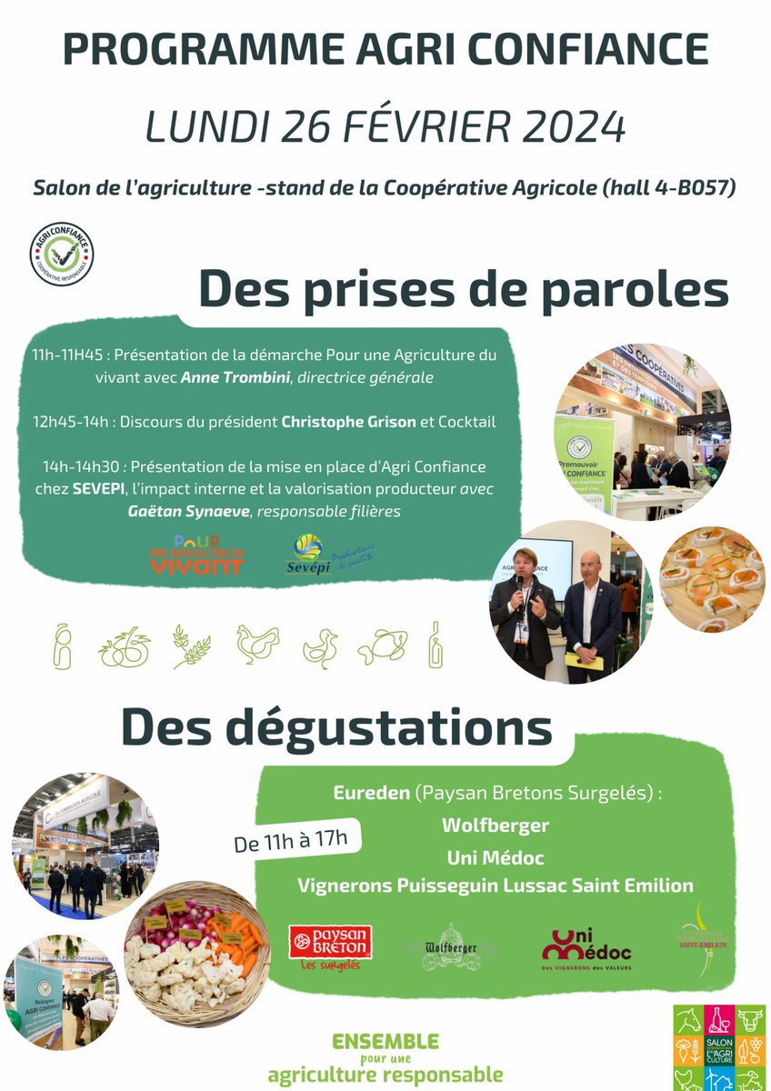 Agri Confiance (@agri_confiance) on Twitter photo Annonce du programme officiel de la journée d'Agri Confiance, le 26 février, au stand de <a href="/lacoopagricole/">La Coopération Agricole</a> lors du SIA 2024 !
Si vous voulez participer à cet événement passionnant, réservez votre place dès maintenant !
Remplissez le formulaire ci-dessous : lnkd.in/eiw73UhD Annonce du programme officiel de la journée d'Agri Confiance, le 26 février, au stand de <a href="/lacoopagricole/">La Coopération Agricole</a> lors du SIA 2024 !
Si vous voulez participer à cet événement passionnant, réservez votre place dès maintenant !
Remplissez le formulaire ci-dessous : lnkd.in/eiw73UhD