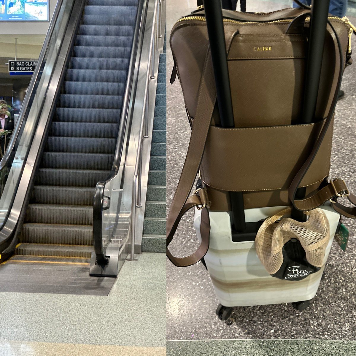 ChannelPR's tweet image. My @calpaktravel backpack just took flight down these escalators - #usererror indeed!  - and it’s perfectly ok! 😂 

Thank you to the gentlemen who shared the laugh with me, stepped out of ☕️ line and grabbed my bag before “the jaws” ate it. 😂😂😂

It’s “secured” now. 😊

#GTDC…