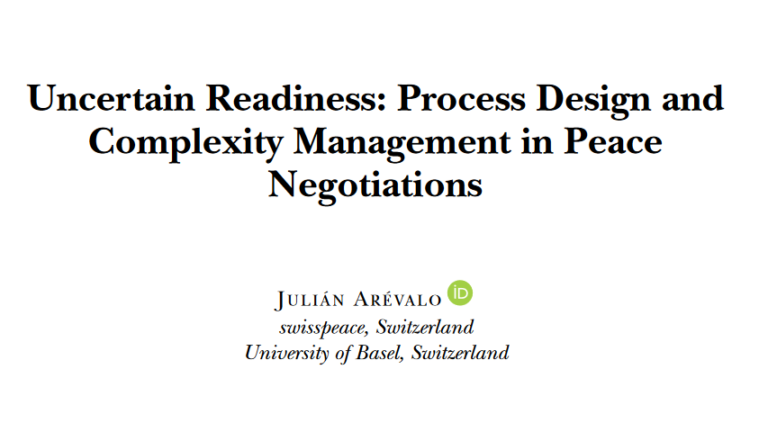 📣 Just Released! Discover the latest @IntlStudiesRev article from @swisspeace researcher @JulianArevaloB.📚 Delve into the complexities behind peace negotiations and uncover the pivotal role of negotiation process design. Read the article now ⬇️ doi.org/10.1093/isr/vi…