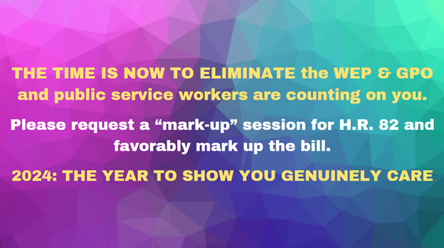 RepealWEP_GPO's tweet photo. Please help, @RepTenney.
#RequestHR82MarkUp session.
#FavorablyMarkUpHR82—Bring decades-old injustice of the Windfall Elimination Provision (WEP) and Government Pension Offset (GPO) to a favorable conclusion.
Thank you! https://t.co/bcjzi4bsNN