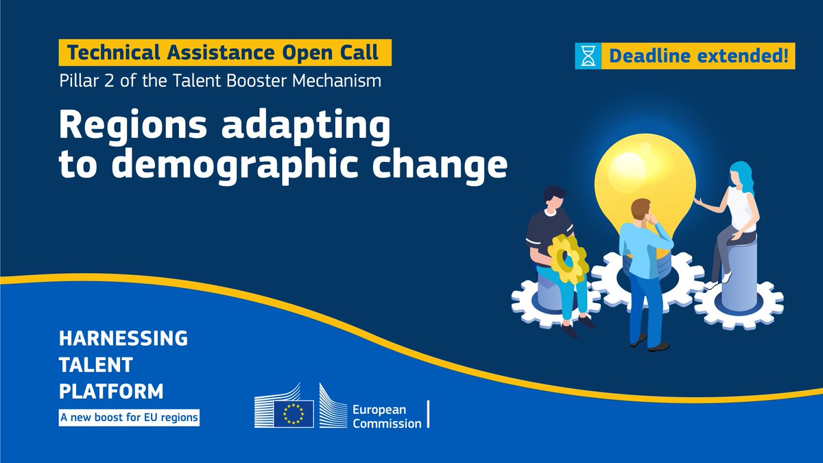 EUinmyRegion's tweet photo. 🔴Extended deadline!
One more week for eligible #EUregions to apply for support under Pillar 2 of the #TalentBooster Mechanism.

Regions at risk of falling into a talent development trap have until 14 February to submit their application: 

🔹https://t.co/a9jBWsXBdi https://t.co/TPd7EJht32