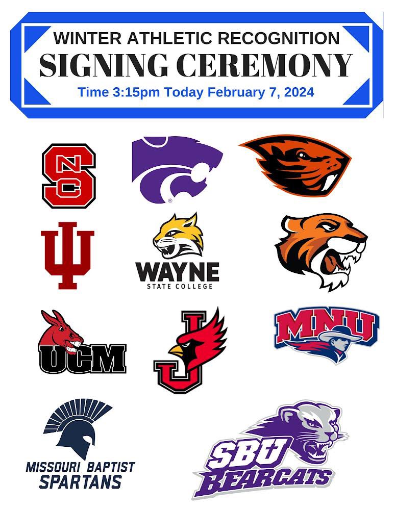 LHSBlueJays's tweet photo. Excited to recognize some amazing student athletes today as they sign their NLI!!!  Join us at 3:15 to congratulate this winter’s signees! https://t.co/KXHw9NgYed
