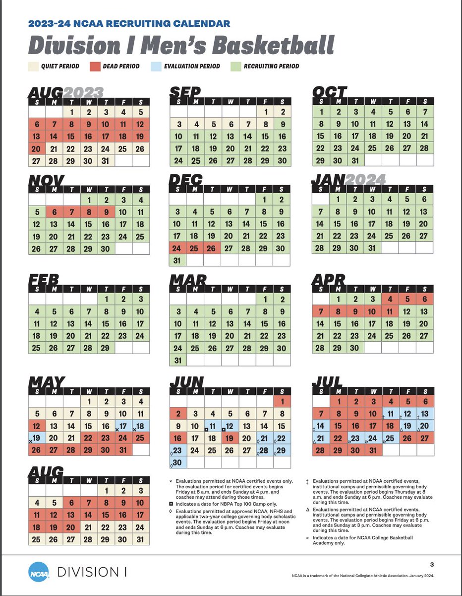 Updated Men's Basketball 2024 Recruiting Calendar