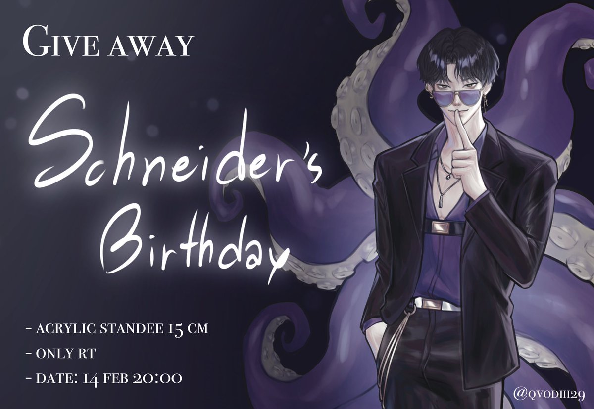 qvodiii29's tweet photo. 🎂🦑GIVE AWAY SCHNEIDER’S BIRTHDAY🦑🎂
- แจกสแตนดี้อะคริลิค 15cm จำนวน 1 ea
- สุ่มจากรีทวิต
- ส่งหลักฐานการติดตามหลังสุ่มได้
⏰สุ่มวันที่ 10/02/20:00
 #พ่อหมึกหล่อคนนั้น30ยังแจ๋ว #Krakenlust #วันนี้จุ๊แบ๊ะหวานแจกอะไร https://t.co/jRlDd0NzEL
