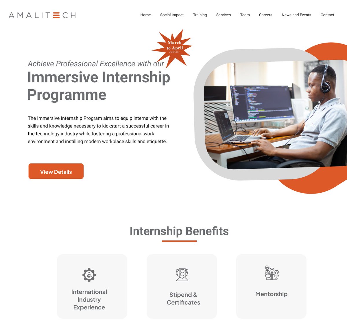 Applications for our March-April #Internships  are OPEN! 
Join us and learn from industry pros, and gain valuable industry skills and more! 

Swipe to explore eligibility and structure. 
Visit amalitech.org/internships/ and apply by Feb 20!  

#WorkwithAmaliTech #Internships