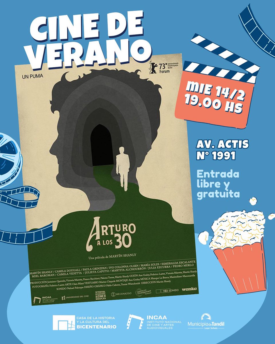 🎬Cine de Verano en Tandil 🎞 Un viaje de emociones, risas y reflexiones.

🗓️ Agendá las pelis que no te podés perder. 

📍Avenida Actis 1991
⏰19:00 hs.
Entrada libre y gratuita.
¡Nos vemos ahí! 🍿

#Cine #Verano #Peliculas #Tandil #Familia #Vacaciones #Febrero
