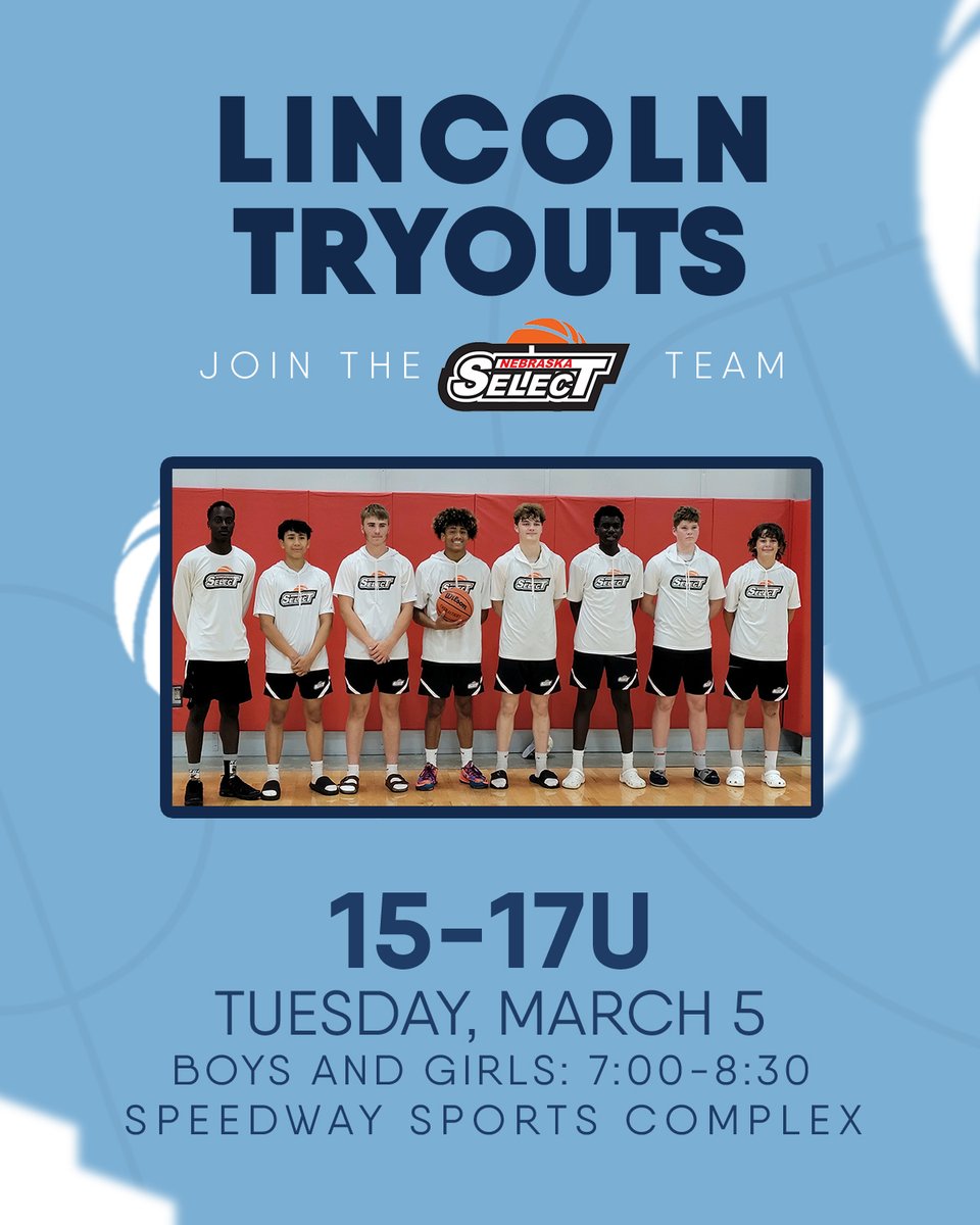SkilledHoops's tweet photo. 🚨 LINCOLN TRYOUTS 🚨

We will see you at Speedway on March 5!

11-14U, Boys and Girls: https://t.co/XzY6JtKZ3h
15-17U, Boys and Girls: https://t.co/Vxpp4HrakJ https://t.co/IL7ElvynZD