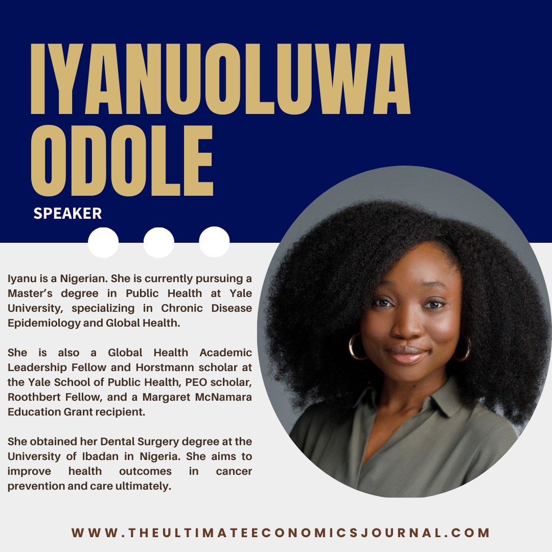 the_uej's tweet photo. Meet our Speaker- Iyanuoluwa Odole  Iyanu is a Nigerian. She is currently pursuing a Master’s degree in Public Health at Yale University, specializing in Chronic Disease Epidemiology and Global Health.  #GSW2 #GradSchoolWorkshop2 #UltimateEconomicsJournal #TheUEJ #UEJ https://t.co/yCc4LZec8U
