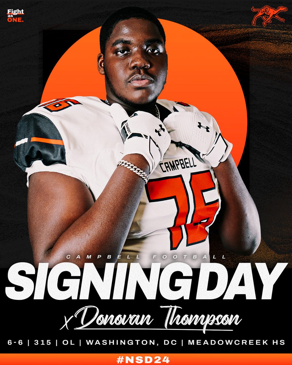 𝓢𝓲𝓰𝓷𝓮𝓭 ✍️ 

Welcome to The Creek, <a href="/Donovan_T72/">Donovan Thompson aka “Big Block”</a>! #NSD24 

#FightAsONE | #RollHumps 🐪🏈