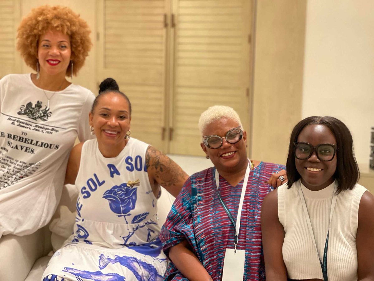WEChangeJA's tweet photo. Diving into global conversations at the Black Feminist Forum! 🌍✊🏾 Taitu Heron, representing WE-Change, explores climate justice, reproductive rights, and more with women worldwide. Together, we're shaping a future of equality and empowerment. #BlackFeminismForum #WEChangeJA https://t.co/AFQ2mXEfNV