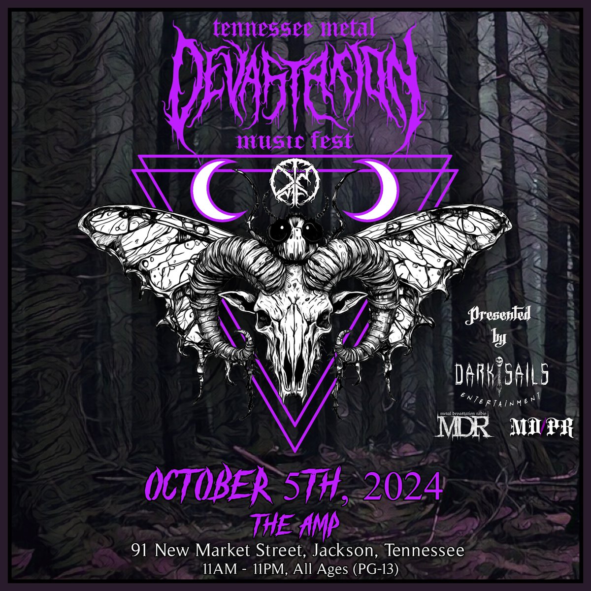 The Tennessee Metal Devastation Music Fest will return to the Amp in downtown Jackson, TN on Saturday, October 5th, 2024. Please contact raven@metaldevastationradio.com if you are interested in sponsoring. \m/