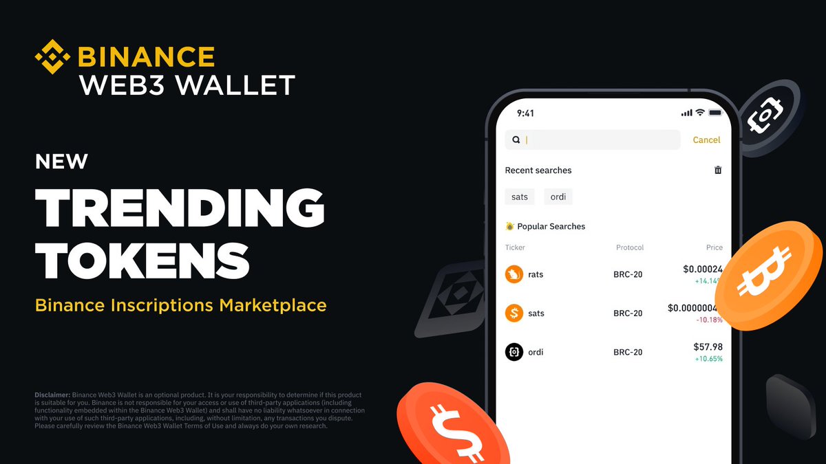BinanceWallet's tweet photo. Looking for trending tokens in the #Binance Inscriptions Marketplace? 

You can now easily discover them using our new search bar.

Try it out 👉https://t.co/bn7DtDXI6z https://t.co/Qn8xQLja6X