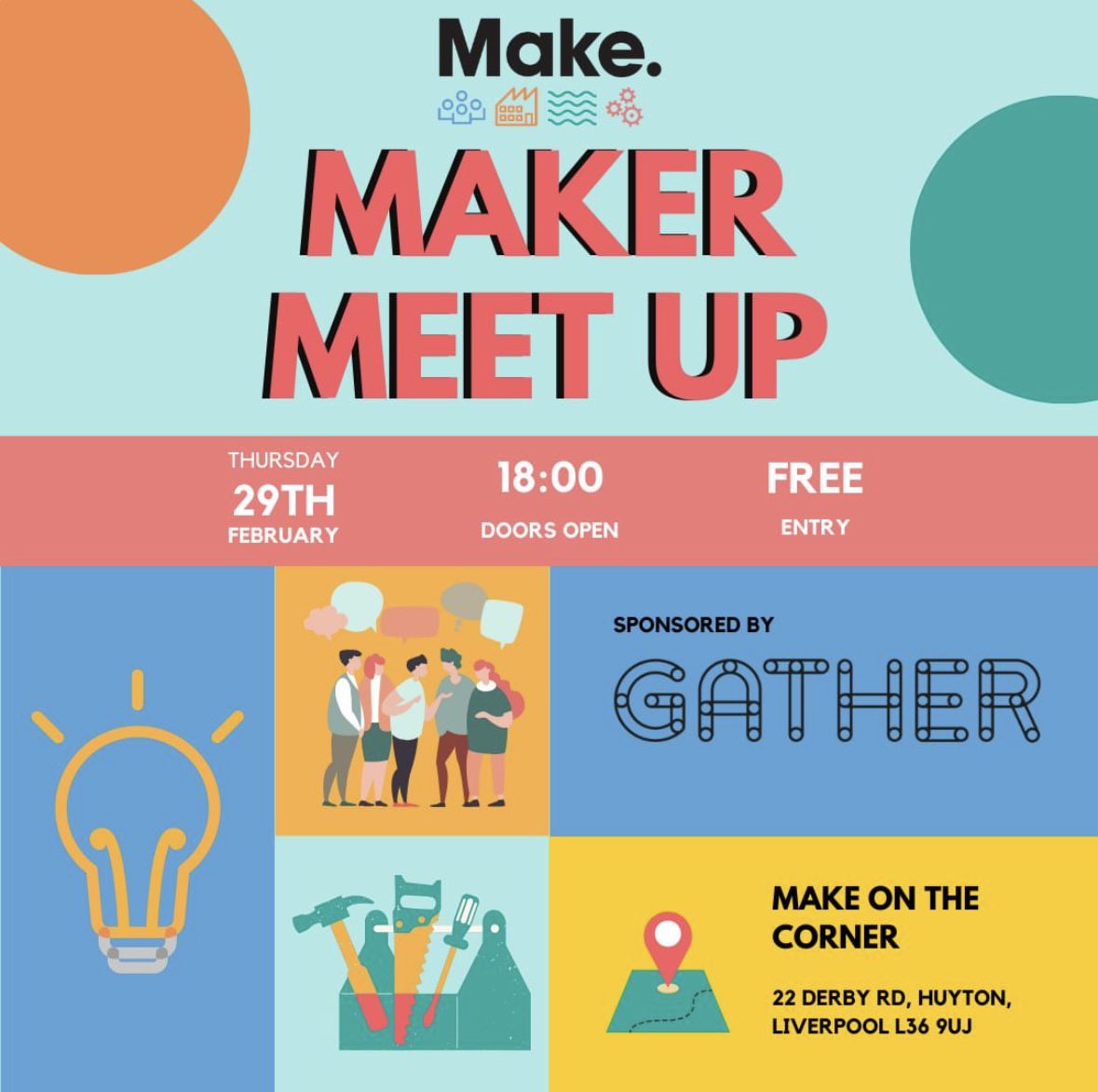 Maker Meet Up at Make On The Corner, 22 Derby Road on Thursday 29 February @ 6pm @MakeHuyton 

Calling all creators, innovators, artists and makers