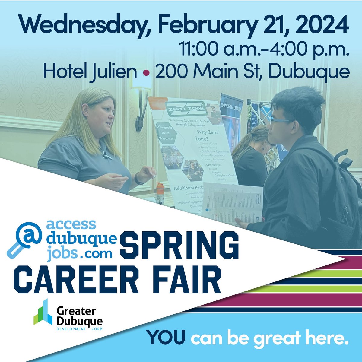 UDCareerCenter's tweet photo. Come out on Wednesday, February 21 from 11:00am - 4:00pm to the Access Dubuque Jobs Spring Career Fair!! https://t.co/igLvgDK9bh