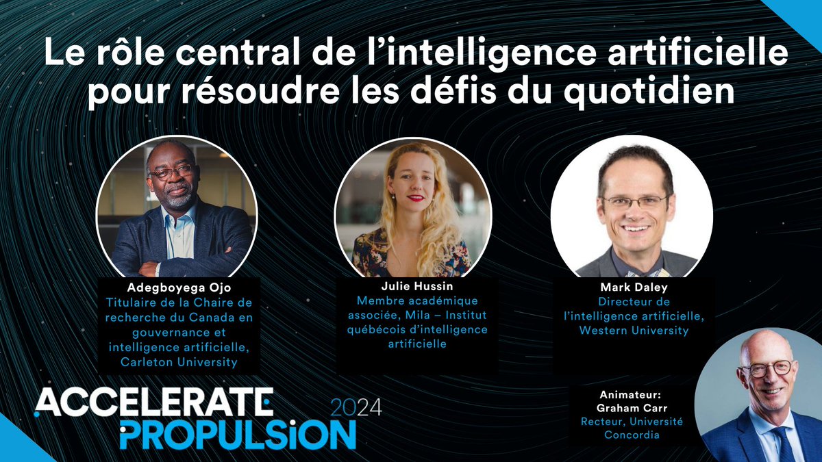 Universities Canada | UniversitĆ©s Canada (@univcan) on Twitter photo š Explorer le pouvoir de lāIA
Graham Carr (<a href="/Concordia/">Concordia University</a>) se joint Ć <a href="/DaleyMaths/">daleymaths</a>, <a href="/AdegboyegaOjo/">Adegboyega Ojo</a> (<a href="/Carleton_U/">Carleton University</a>), et <a href="/juhussin/">Julie Hussin</a> (<a href="/UMontreal/">UniversitĆ© de MontrĆ©al</a>) pour discuter de la place de lāIA dans la vie quotidienne et de son utilisation pour rĆ©soudre des problĆØmes pressants. š¤ #Propulsion2024 š Explorer le pouvoir de lāIA
Graham Carr (<a href="/Concordia/">Concordia University</a>) se joint Ć <a href="/DaleyMaths/">daleymaths</a>, <a href="/AdegboyegaOjo/">Adegboyega Ojo</a> (<a href="/Carleton_U/">Carleton University</a>), et <a href="/juhussin/">Julie Hussin</a> (<a href="/UMontreal/">UniversitĆ© de MontrĆ©al</a>) pour discuter de la place de lāIA dans la vie quotidienne et de son utilisation pour rĆ©soudre des problĆØmes pressants. š¤ #Propulsion2024