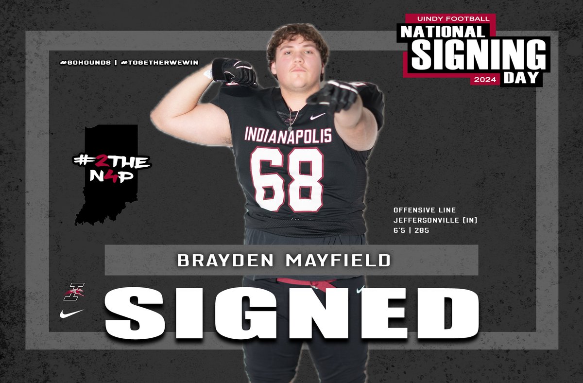 UIndy Football (@uindyfb) on Twitter photo Welcome 2⃣THEN4⃣P ‼️
👤 <a href="/blm1400/">Brayden Mayfield</a>
🏈 Offensive Line
🎞️ tinyurl.com/ju9fs2t3
Officially a Hound! ✍️
#GoHounds | #TogetherWeWin Welcome 2⃣THEN4⃣P ‼️
👤 <a href="/blm1400/">Brayden Mayfield</a>
🏈 Offensive Line
🎞️ tinyurl.com/ju9fs2t3
Officially a Hound! ✍️
#GoHounds | #TogetherWeWin