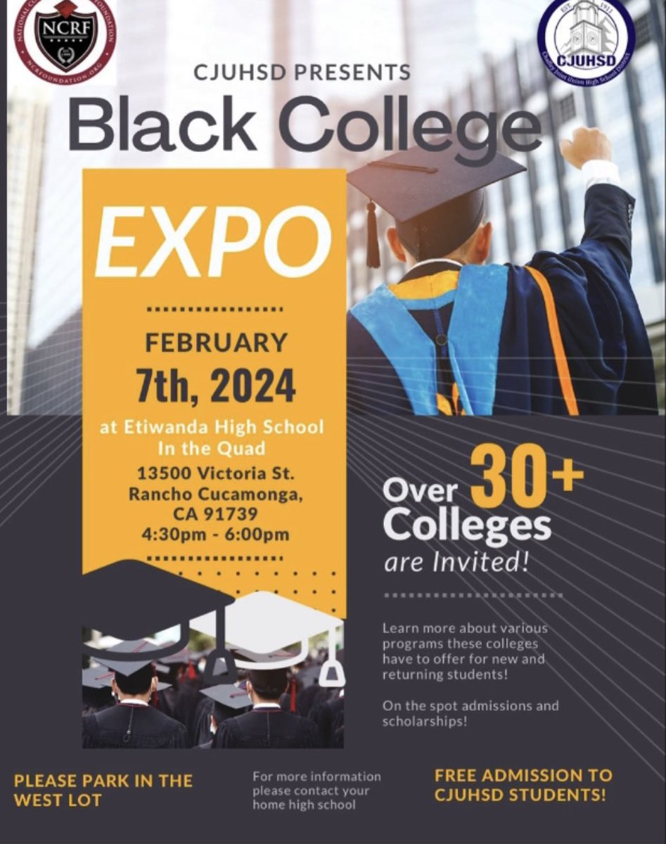 Tonight at Etiwanda High School! Seniors, bring your transcripts!