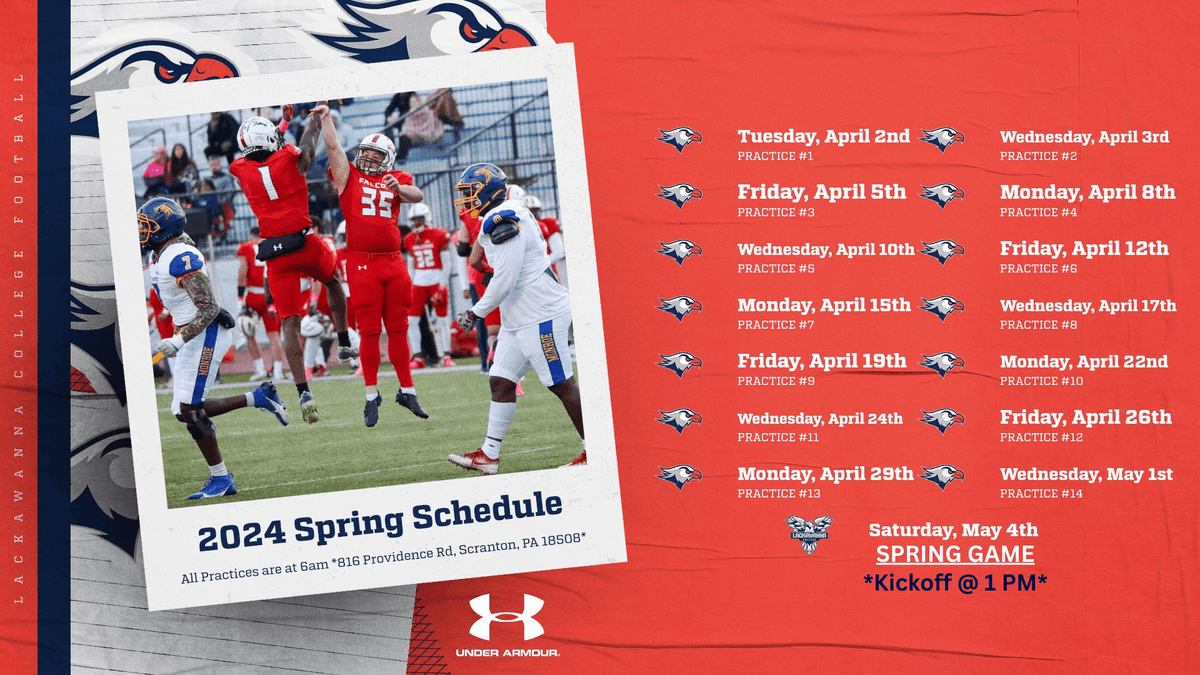 Our spring practices are open to the public. To attend, please reach out to @CoachMcCloe to select a day and receive a field pass.