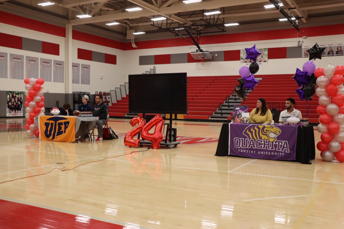 Signing Day at Woodrow Wilson for football players Aiden Webb (UTEP) and Brady Battle (Ouachita). 

<a href="/WoodrowFootball/">Woodrow Wilson Football</a> <a href="/dallasschools/">Dallas ISD</a> #HeismanHigh #NextLevelReady