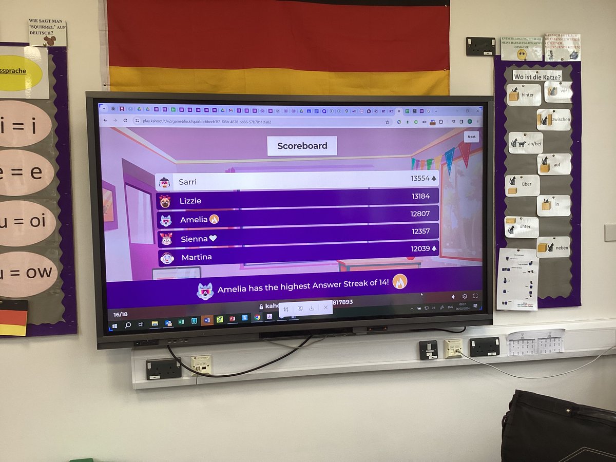 BGS_MFL's tweet photo. #BGSyear8 getting competitive in #BGSGerman in a Kahoot! revising perfect tense. Well done to today’s winner, Sarrinah. Gut gemacht! #BGSBold https://t.co/8eOVfc1FZx