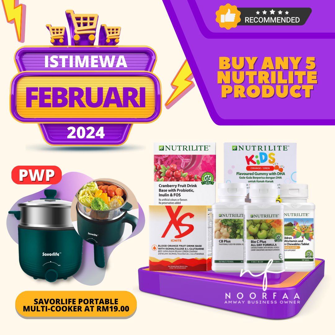 noorfaa_d's tweet photo. YOU LAMBAT YOU TERTINGGAL 🥳

Swipe sampai habis untuk tahu promo Amway bulan February ni.

Gambar kedua tu confirm idaman para surirumah &amp; ofc amway keluarkan promosi untuk persediaan raya awak! 

Siapa cepat dia dapat, Kouta kita tak banyak.🫰🏻

#amway #amwaybusinessowner https://t.co/7vhDalblPh