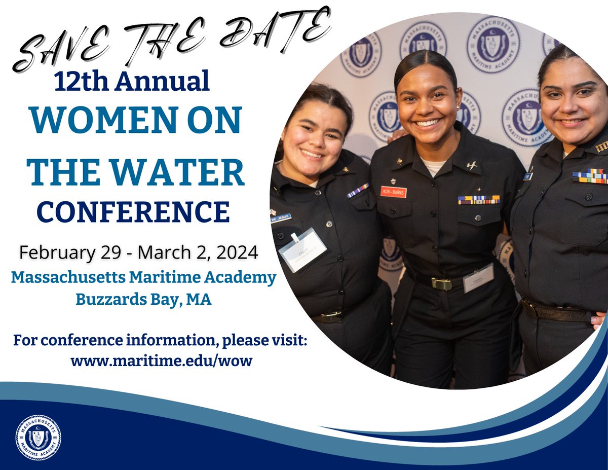 #ICYMI SAVE THE DATE! Register 👇 for the @MMAAdmissions 12th Annual Women on the Water Conference! eventbrite.com/e/2024-women-o…