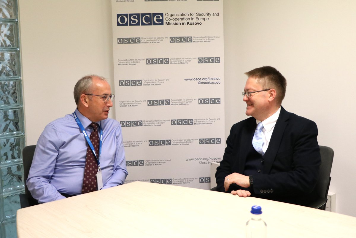 A friendly farewell meeting with Ambassador Michael Davenport, Head of the OSCE Mission in Kosovo. I thanked Michael for the positive and vital role that he and his team play in Kosovo.