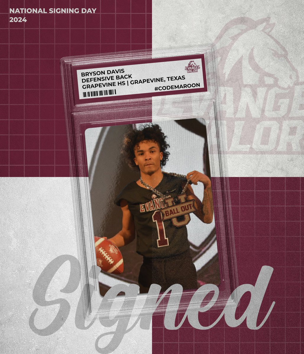 Welcome Bryson Davis to the Evangel Family! ✍️ 🏈: Defensive Back 🏫: Grapevine HS 📍: Grapevine, Texas #CodeMaroon // #NSD24