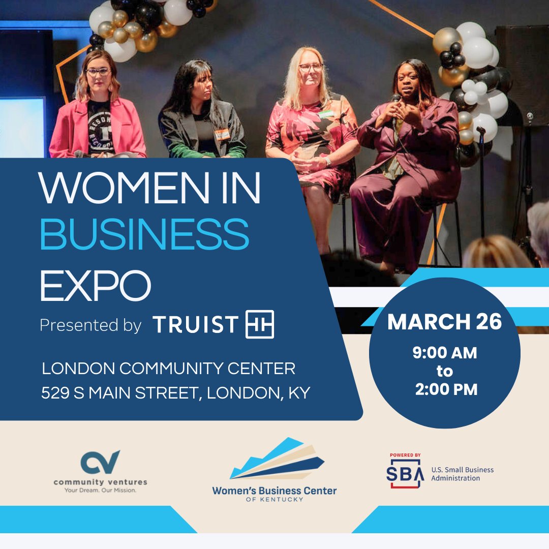 Don't miss the opportunity to connect with entrepreneurs, attend workshops, and learn from successful women business owners at our Women in Business Expo in London on March 26. #WomenInBusiness #WBCKY #SBA #CVKY #LondonKY  Register: ow.ly/Uf9e50QuymQ