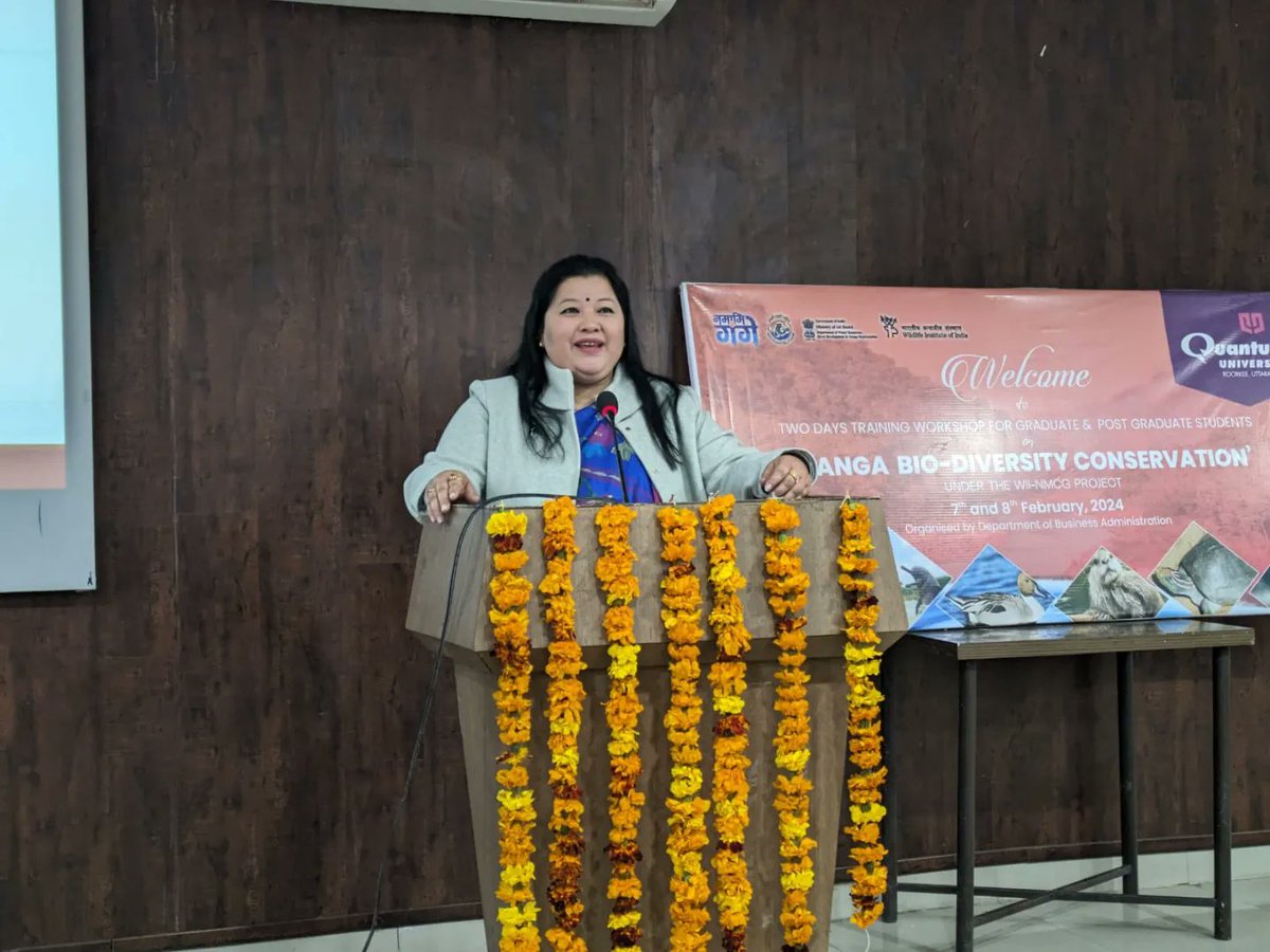 sangeeta_angom's tweet photo. Day 1 of the 2day training for Graduate&amp;PostGraduates at QuantumUniversity,Roorkee, commenced in presence of Honourable Vice Chancellor Dr. Vivek Kumar.A talk on the rich biodiversity ofGangaBasin, discussing factors contributing to its decline&amp;significant conservation measures. https://t.co/pRr0sQlPzV