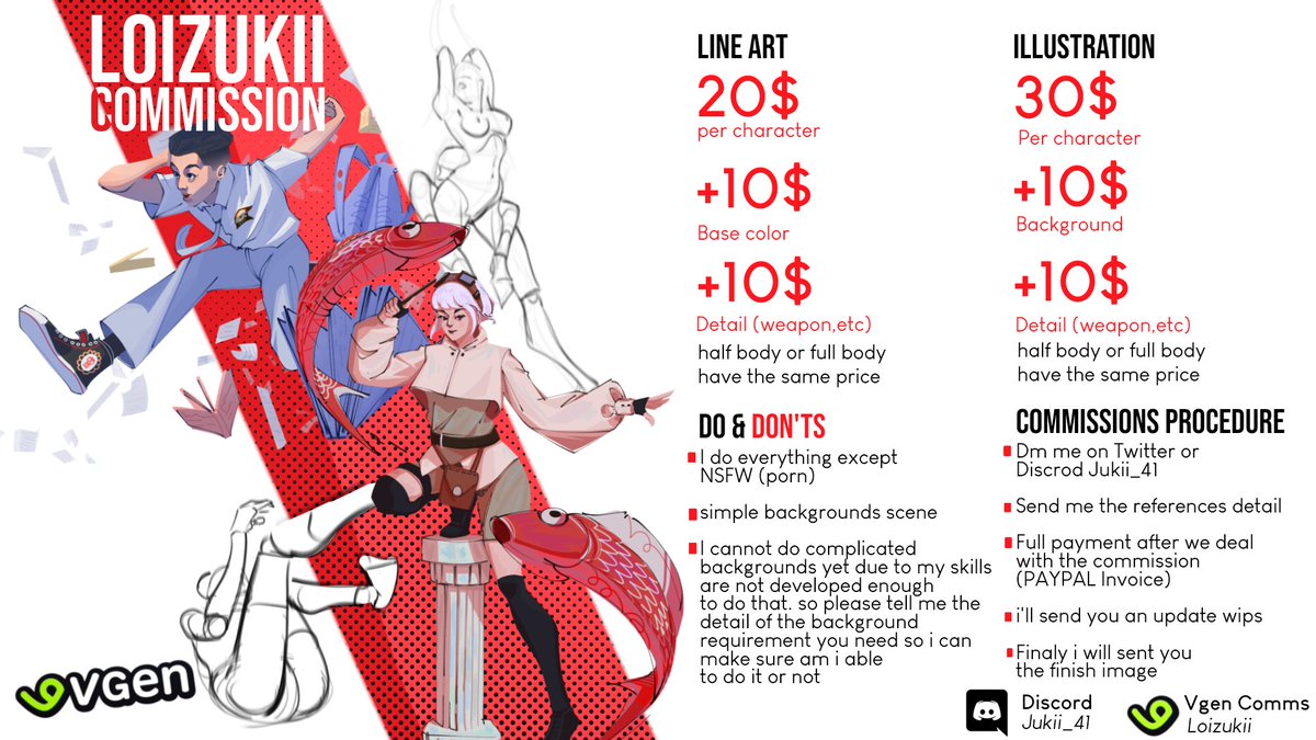 Hello everyone, I am opening commissions for illustrations with the style below. I'm only opening 1
commission slots for this month.

check my Twitter media or my Vgen to see more samples
vgen.co/Loizukii
#VGenComm