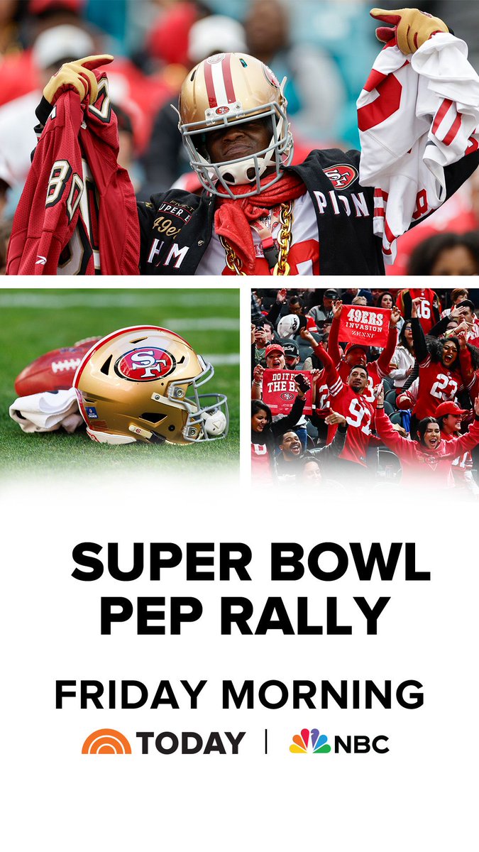 TODAY (@todayshow) on Twitter photo Join <a href="/nbcbayarea/">NBC Bay Area</a> and TODAY show for a live pep rally, <a href="/49ers/">San Francisco 49ers</a> fans!
Head to The LOT at <a href="/CityCenterBR/">City Center Bishop Ranch</a> in San Ramon this Friday at 4am for the early morning party. #DoItForTheBay #FTTB Join <a href="/nbcbayarea/">NBC Bay Area</a> and TODAY show for a live pep rally, <a href="/49ers/">San Francisco 49ers</a> fans!
Head to The LOT at <a href="/CityCenterBR/">City Center Bishop Ranch</a> in San Ramon this Friday at 4am for the early morning party. #DoItForTheBay #FTTB