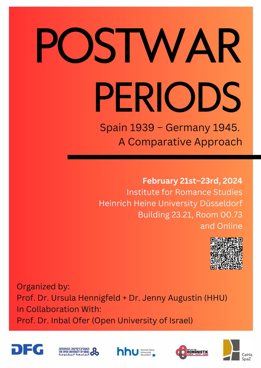¡Tenemos buenas noticias! Los días 21-23 de febrero, daremos la bienvenida a investigadores de IL, ES y DE quienes participarán en el taller interdisciplinario “Postwar Periods. Spain 1939-Germany 1945: A Comparative Approach” en la <a href="/HHU_de/">Heinrich-Heine-Universität Düsseldorf</a>. 1/4