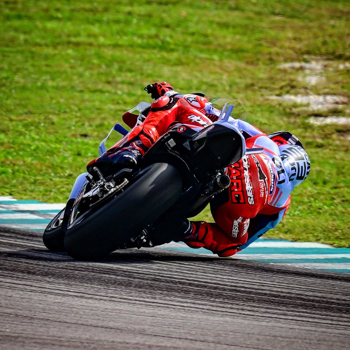 Marc Marquez sliding the Gresini Ducati.