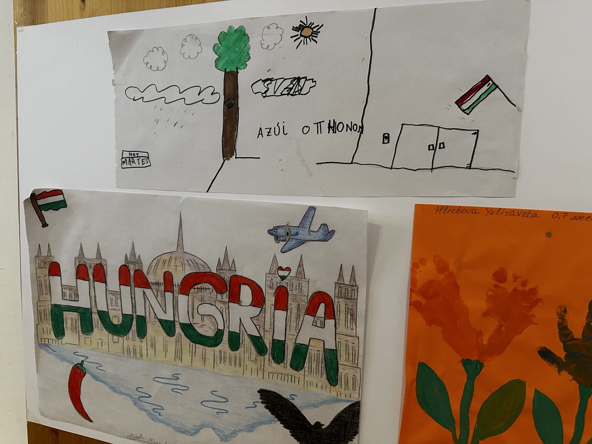 "Hungary - my new home" 
Drawings of persecuted Christians and refugee children from Budapest. #Parliament, #paprika, #RubiksCube 
No integration without committed social work!

#Hungary #Hungaryhelps