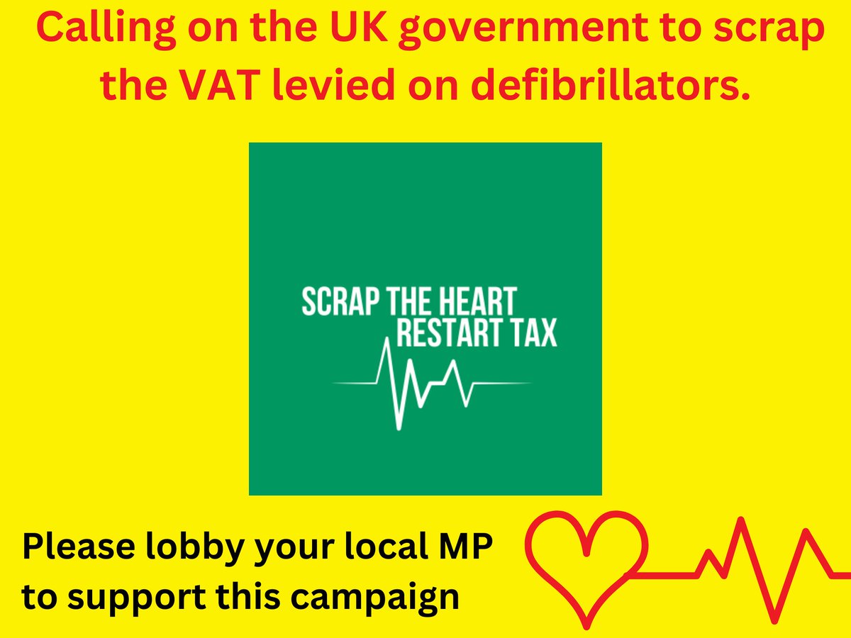 SteveBray999's tweet photo. Could we see Jeremy Hunt finally scrap VAT on defibrillators next month? Please lobby your local MP to support this campaign.
#ScrapTheHeartRestartTax #BHTA British Healthcare Trades Association https://t.co/6TqFsRhjZ7