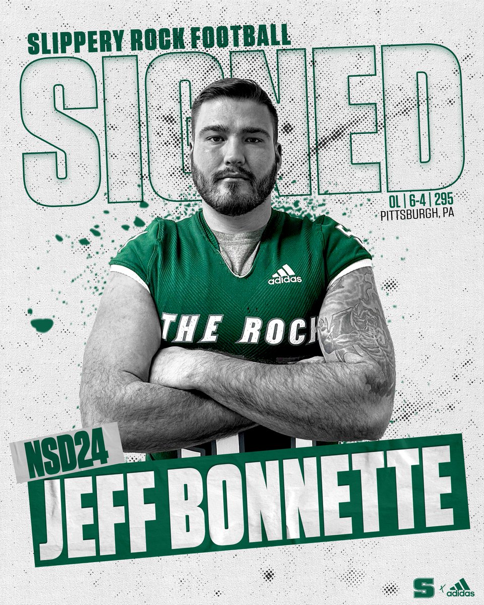 FB: Welcome to The Rock, Jeff Bonnette! Jeff is a 6-4, 295 pound offensive line transfer from California (Pa.) that has experience at both center and guard. #RockNSD24 📰: bit.ly/486u434