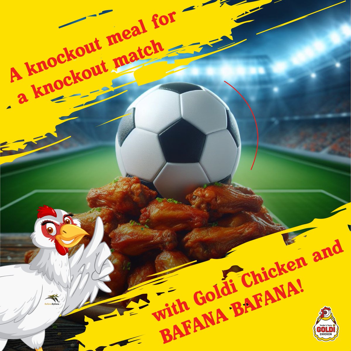 Re mostofong! And Nigeria ke spice. Re lo ba ja hamonate jwang! Who is in for this tasty meal? #GoldiChicken #AFCON2024 #BafanaBafana #NGAvsRSA