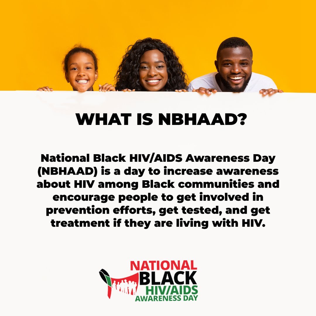 Today, we celebrate National Black HIV/AIDS Awareness Day (#NBHAAD). 

➡️We must continue strengthening #HIV prevention, care, and treatment to #EndHIVinBlackCommunities.

@HIVgov

#BlackHistoryMonth