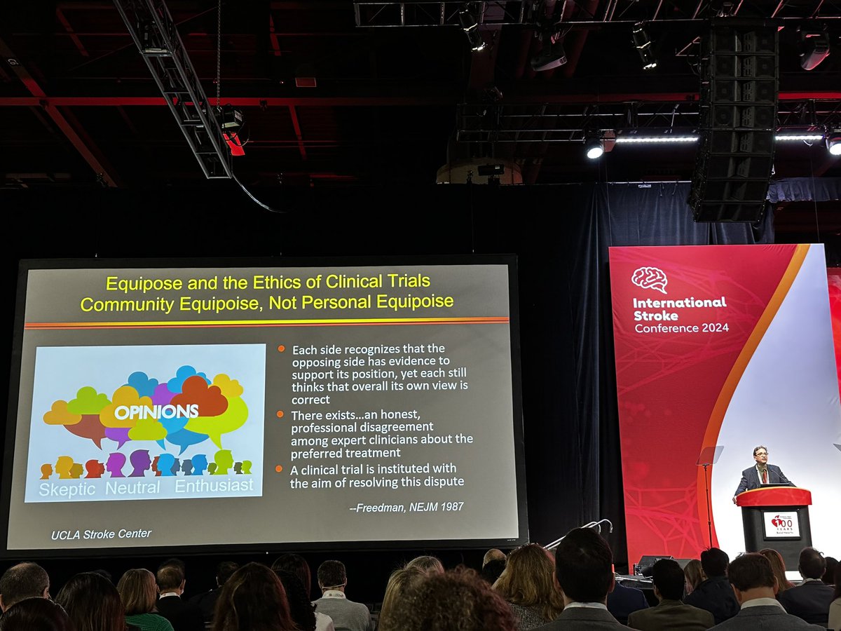 Equipoise and the Ethics of Clinical Trials: Highlighting the need for both clinical trials and excellent evidence. ‘Community Equipoise, not Personal Equipoise.’ Dr. Saver opens the endovascular debate <a href="/StrokeAHA_ASA/">Stroke AHA/ASA</a> <a href="/AHAScience/">AHA Science</a> #ISC24