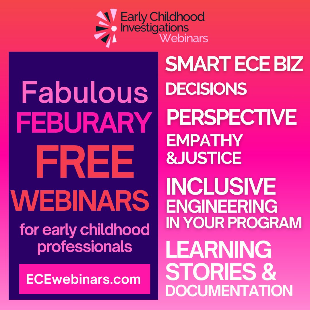 4 free Fabulous February webinars! #ECE business decisions, #socialemotionallearning, #learningstories #documentation, & #earlyintervention. *|URL|* #SEL #earlychildhood #earlyed #earlychildhoodeducation #earlyyears #childcare #preschool #headstart #cdnchildcare #universaldesign