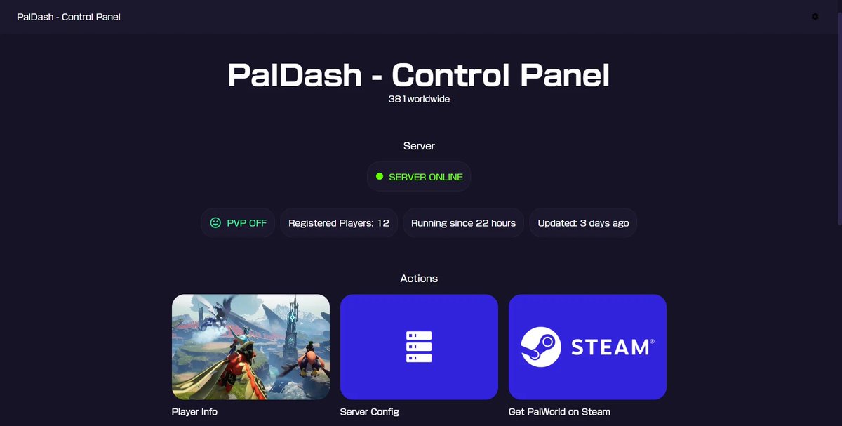 xrlabs's tweet photo. Just released the first Version of PalDash - The Interactive Palworld Dashboard for self-hosted Dedicated Servers.

Check it out here: https://t.co/LdkokMphDK https://t.co/Wfr8rLH8j3