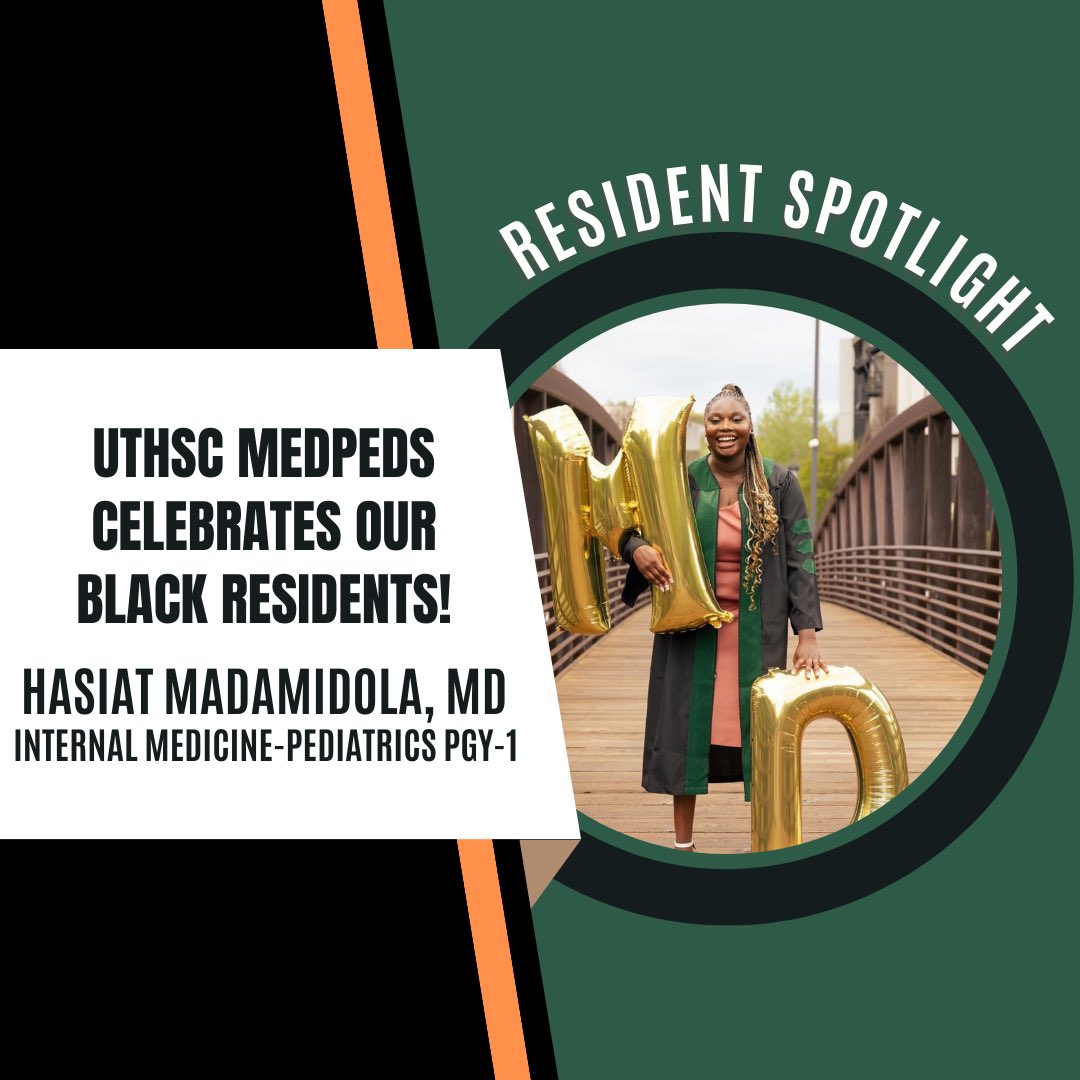 Meet our next resident spotlight for #BlackHistoryMonth Dr. Hasiat Madamidola! From Ross University SOM! Our inspirational introvert, Crocs connoisseur , and Nigerian native! A beacon of joy and integrity for her coworkers and patients here in Memphis! #MP4L