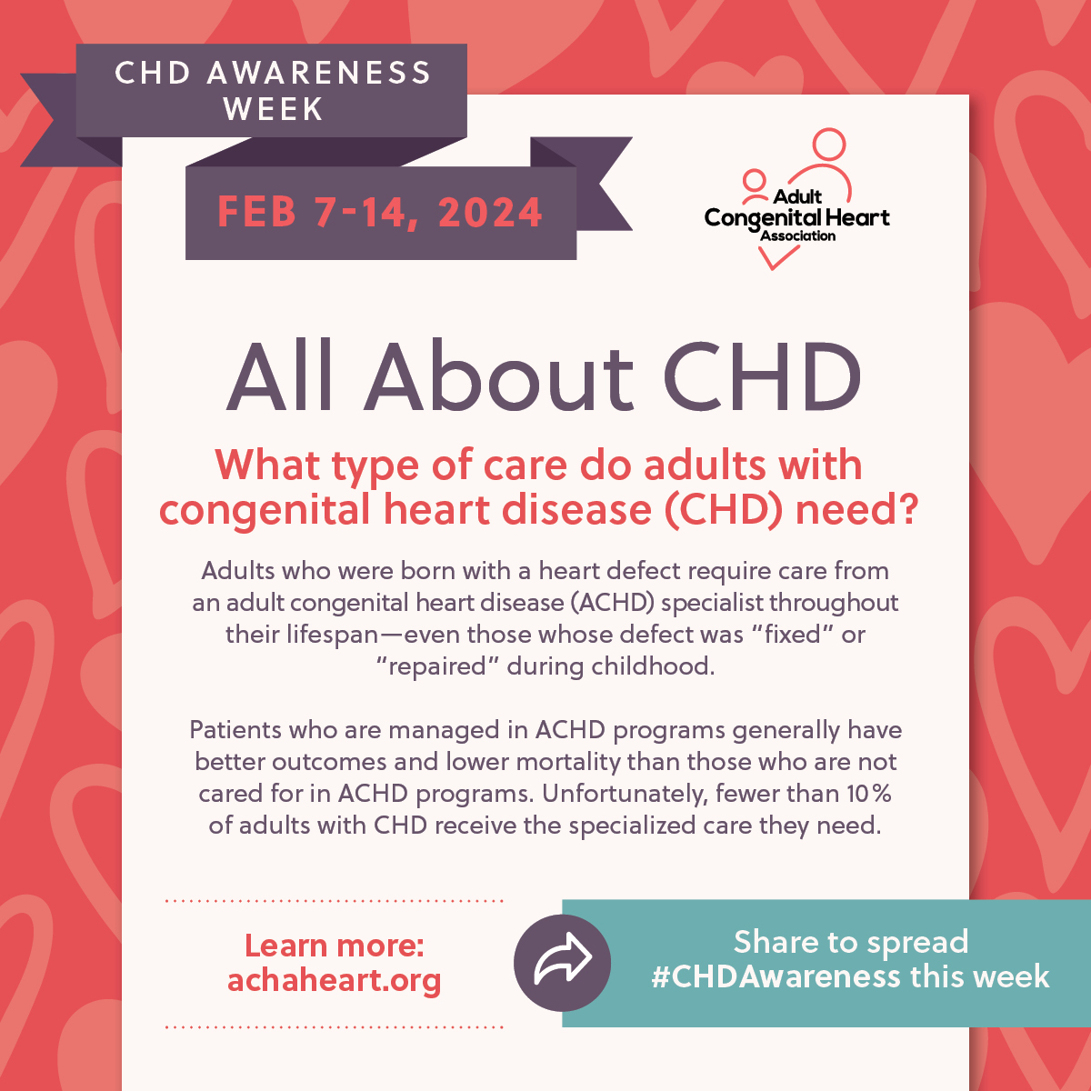 ACHA_Heart's tweet image. Happy #CHDAwarenessWeek! ACHA&apos;s vision is that every adult with #CHD receives specialized cardiac care, and we work hard every day to make that vision a reality. We ask you to share so we can reach as many adults who were born with a heart defect as possible and let them know…